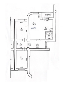 ЖК Чайка, 3-кімн. квартира, 86 кв.м., вул. Лобановського, 28